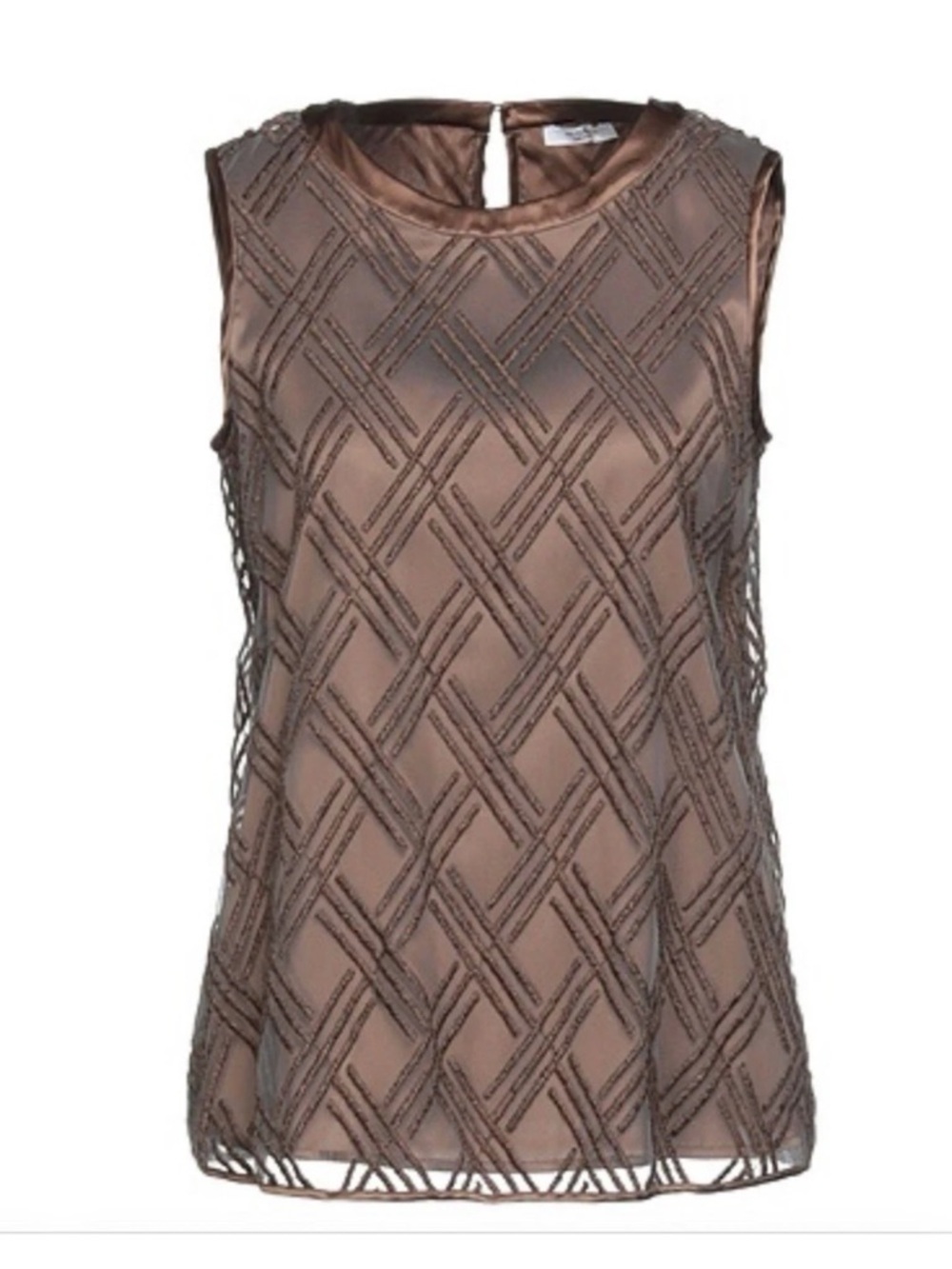 Peserico Brown Silk Sleeveless Shell Top, IT42